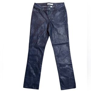 Chicos Platinum Denim Blue Snakeskin Print Jeans